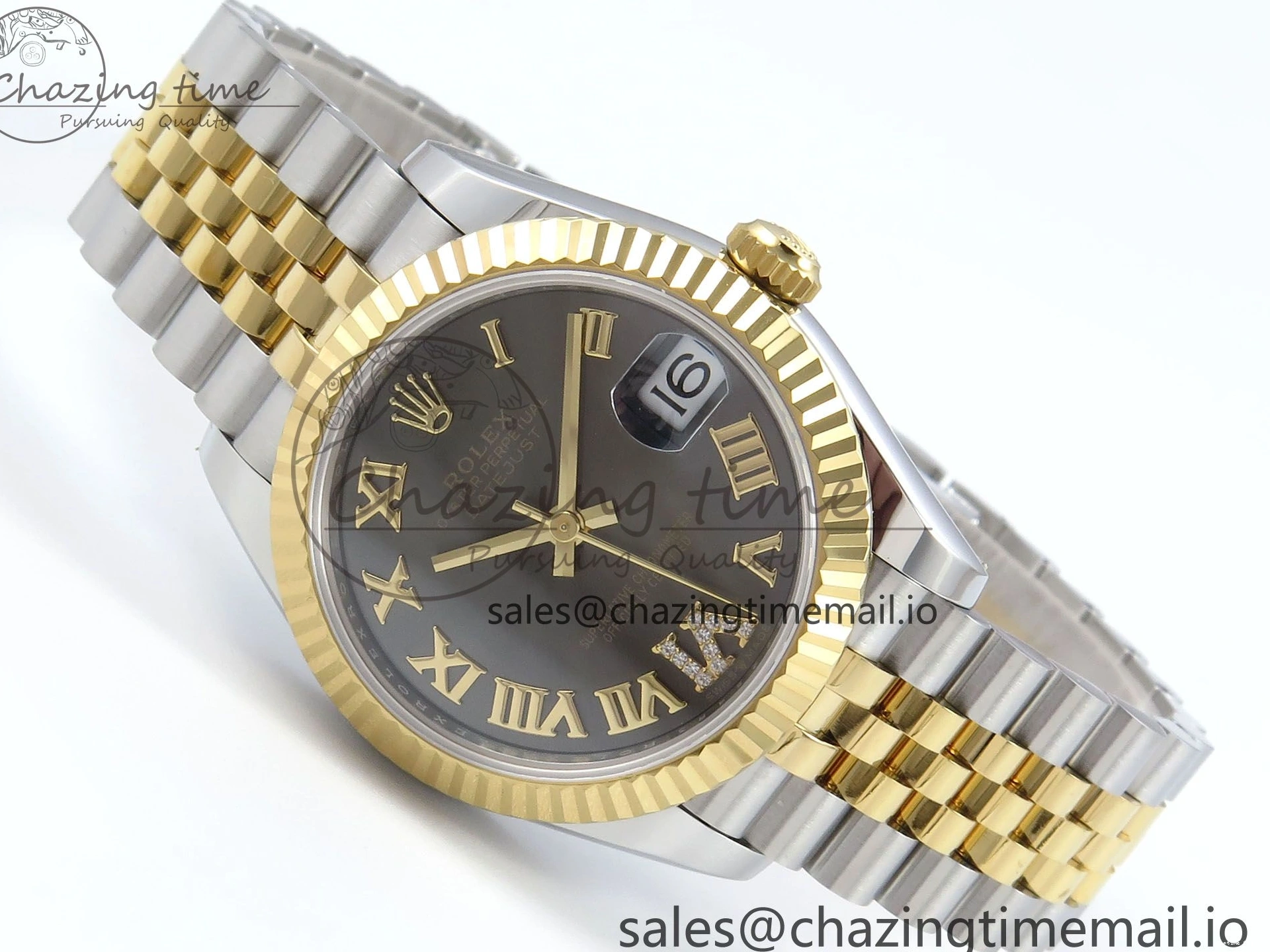 0228 DateJust 31 278273 ARF 1:1 Best Edition 904L Steel Gray Roman Diamonds Dial on SS YG Jubilee Bracelet ETA Comfortable 564